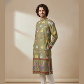 Premium Cotton Silk Kalamkari Printed Men’s Kurta – Ethnic Festive Wear