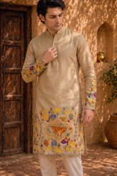 The Royal Bengal Kalamkari Kurta in Premium Cotton – Beige