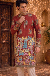 Men’s Premium Cotton Silk Kalamkari Print Kurta – Festive & Wedding Wear Ethnic Kurta