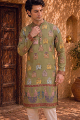 Premium Cotton Silk Kalamkari Printed Men’s Kurta – Ethnic Festive Wear