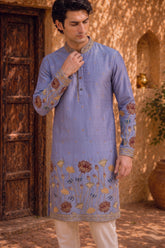 Men's Premium Cotton Lavender Kalamkari Print Kurta | Kalakarie