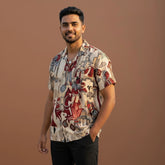 Earthy Beige Kalamkari Shirt | Linen Fabric with Corozzo Buttons