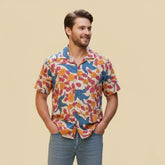 Beige Kalamkari Shirt | Printed Abstract Design with sustainable color Dye