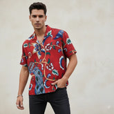 Red Kalamkari Shirt | Comfort Fabric with Corozzo Buttons
