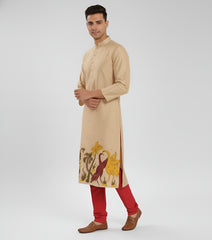 Men’s Beige Kalamkari Cotton Kurta – Premium Ethnic Wear for Festive & Traditional