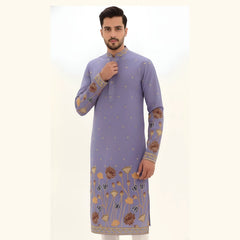 Men's Premium Cotton Lavender Kalamkari Print Kurta | Kalakarie