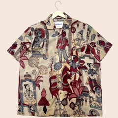 Earthy Beige Kalamkari Shirt | Linen Fabric with Corozzo Buttons