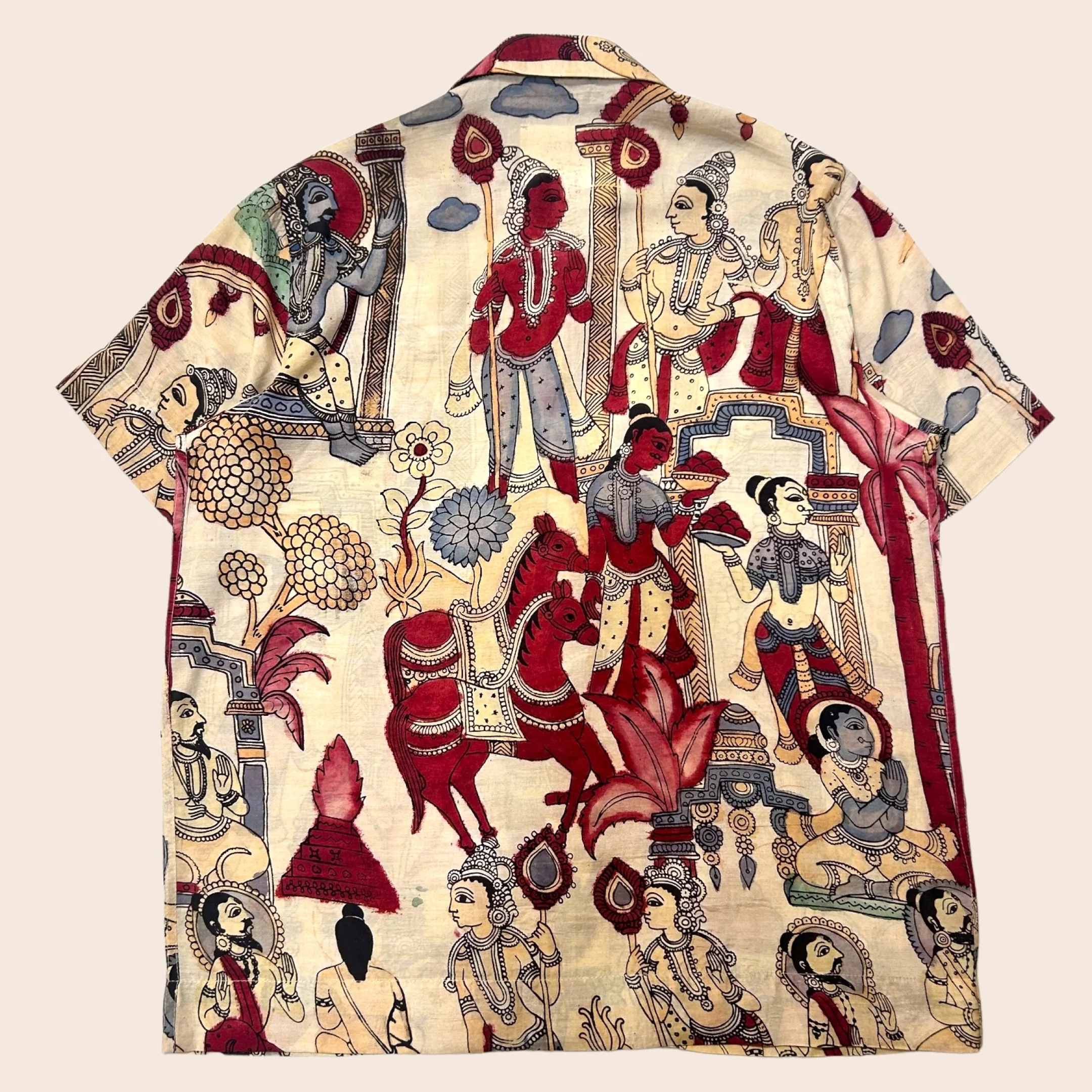 Earthy Beige Kalamkari Shirt | Linen Fabric with Corozzo Buttons