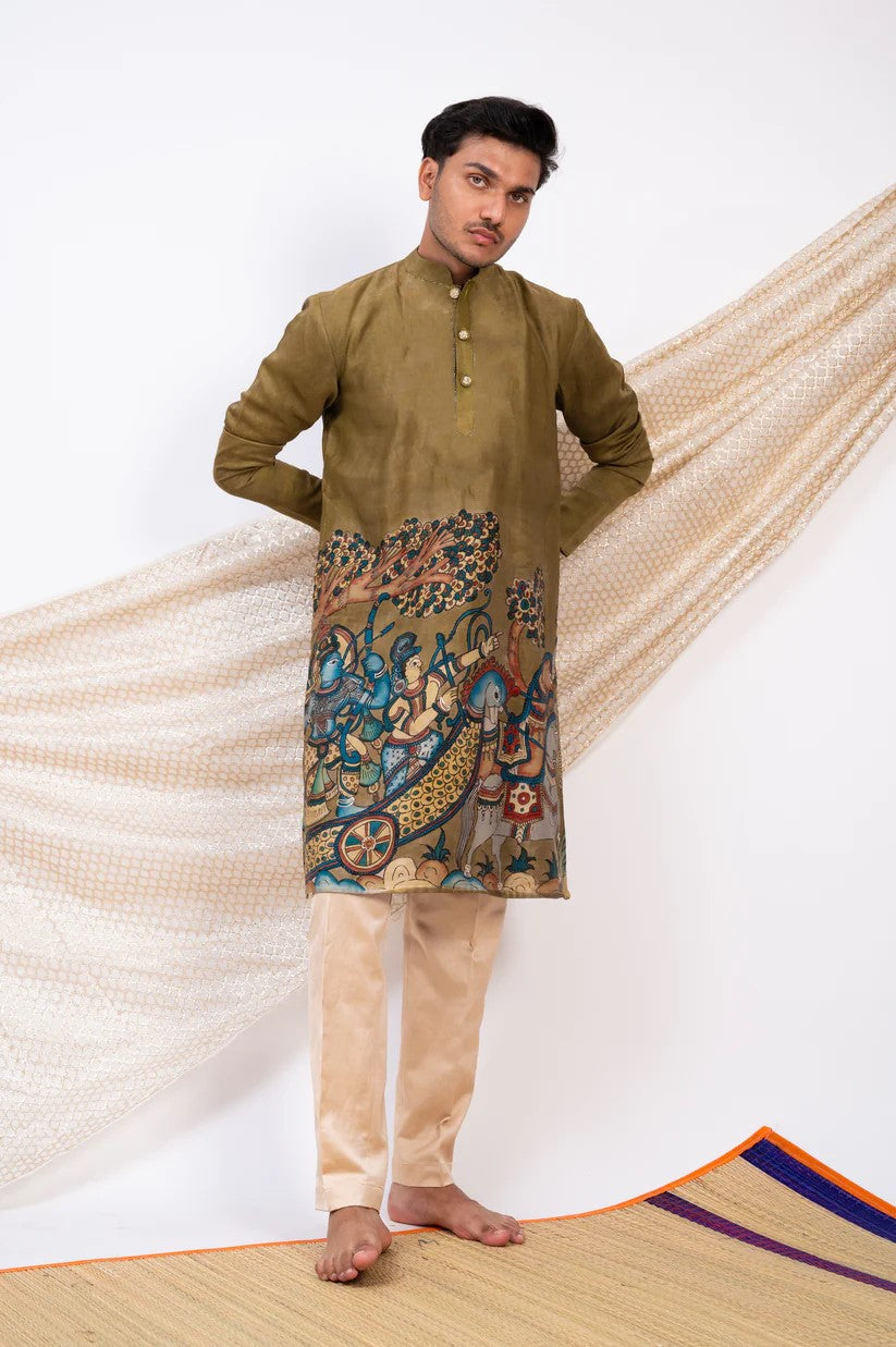 Olive Darbar Kurta