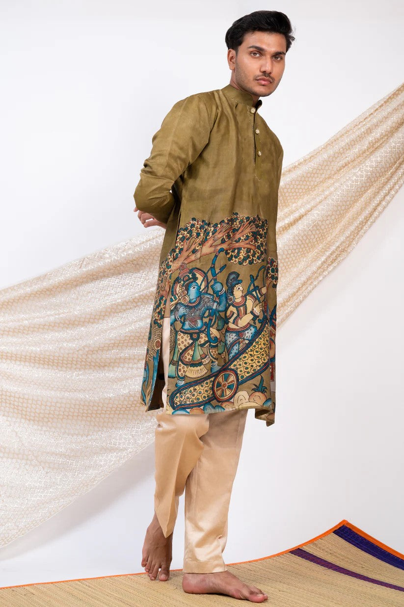 Olive Darbar Kurta