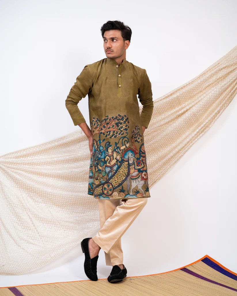 Olive Darbar Kurta