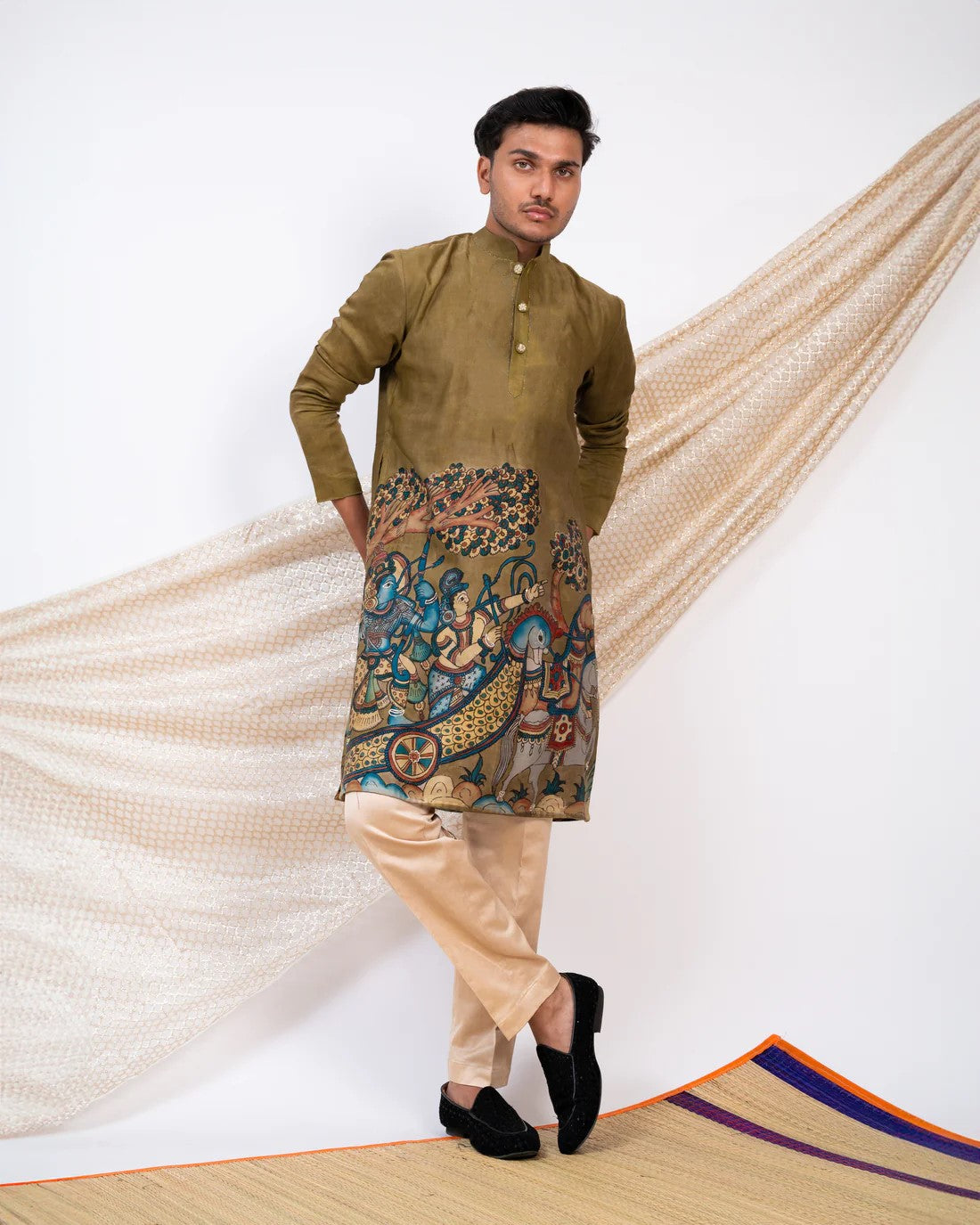 Olive Darbar Kurta