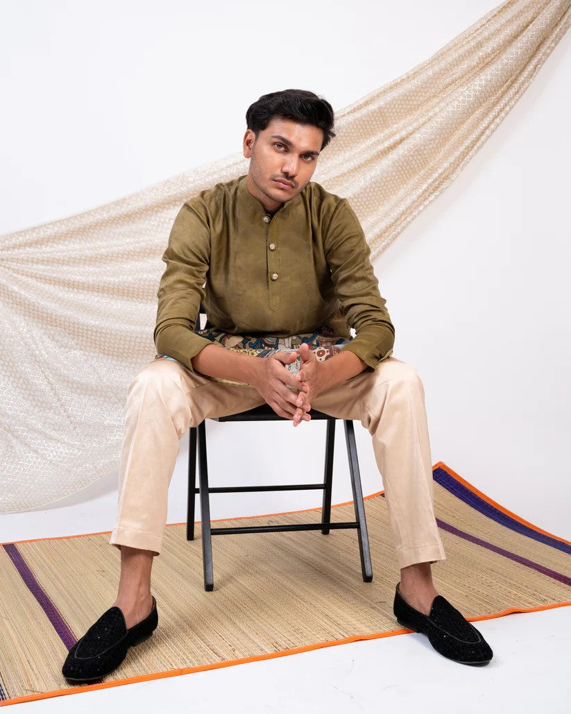 Olive Darbar Kurta
