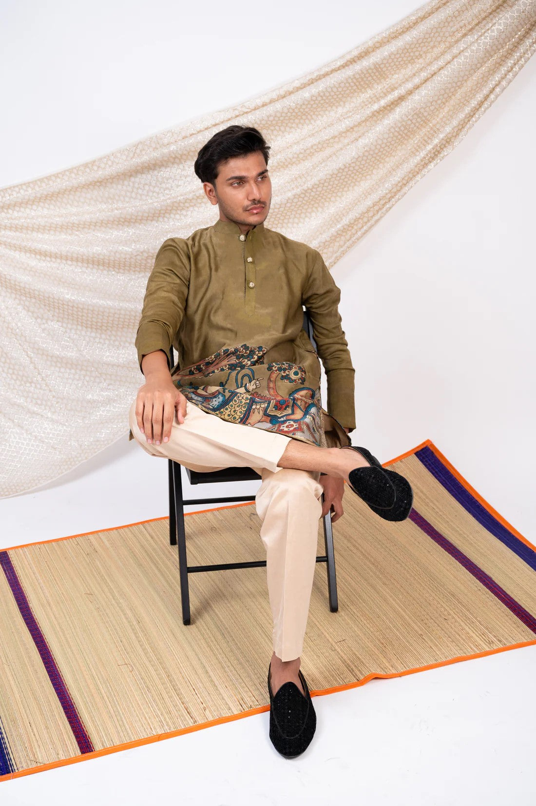 Olive Darbar Kurta