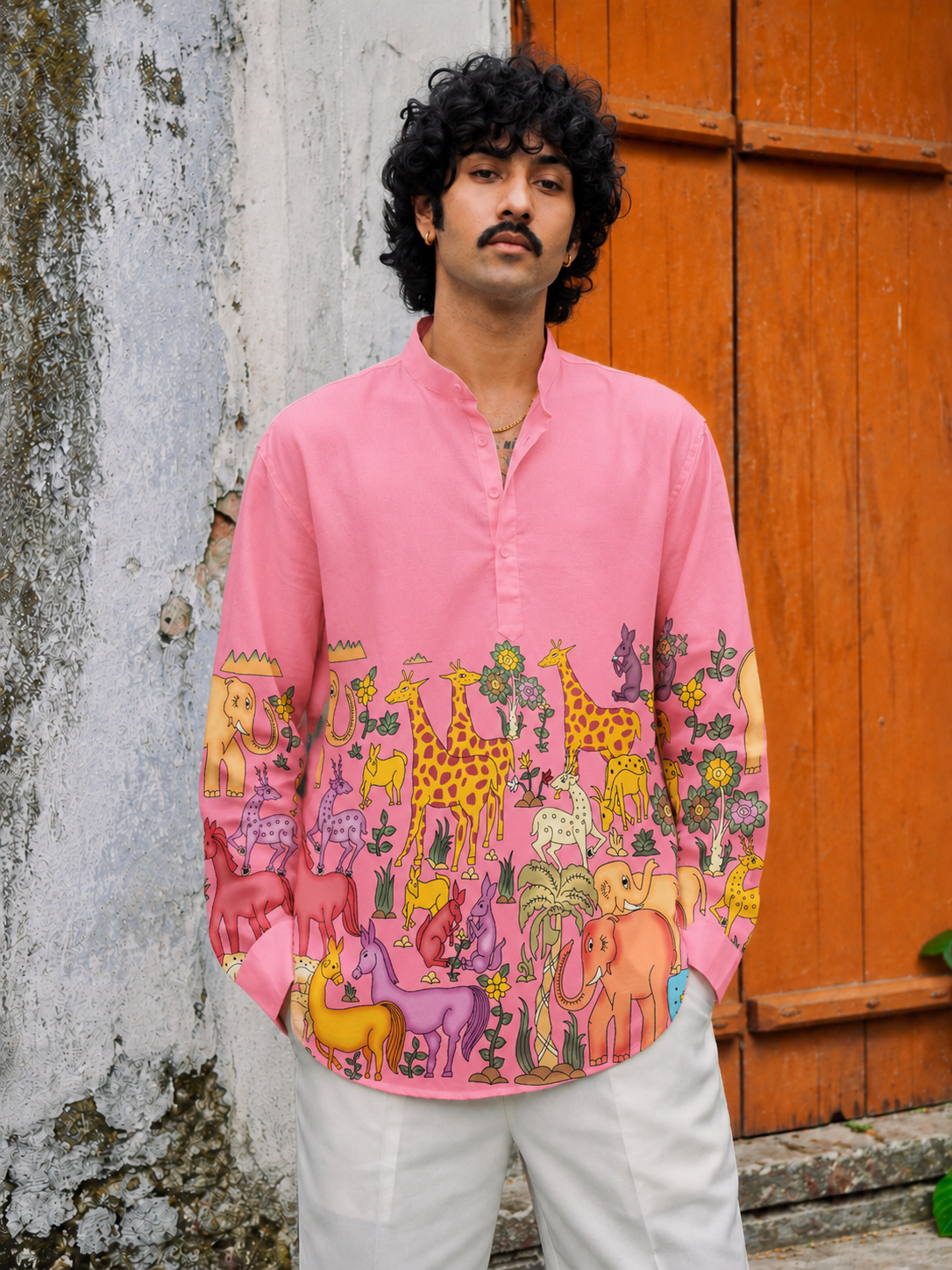 Pink Safari Kurta Shirt
