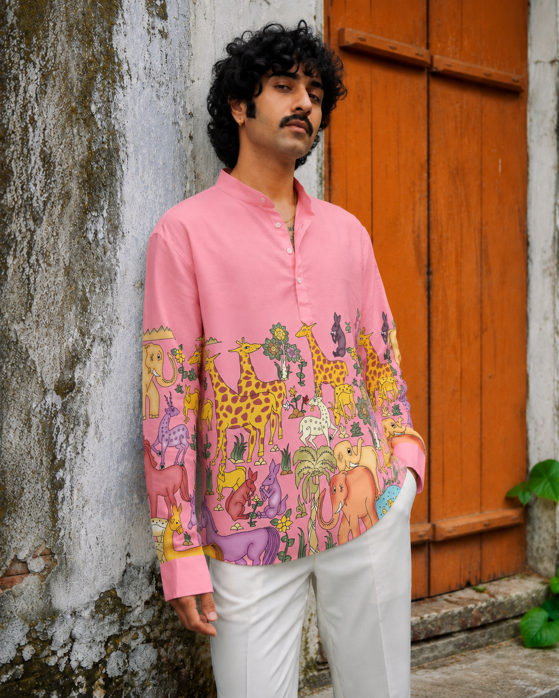 Pink Safari Kurta Shirt
