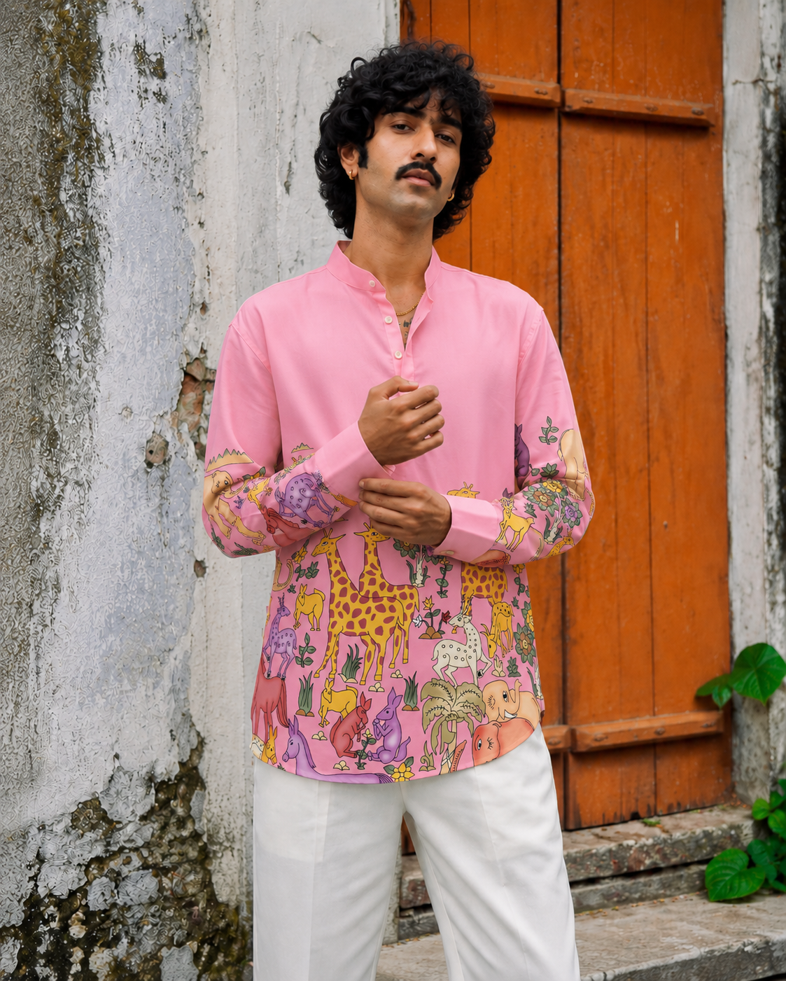 Pink Safari Kurta Shirt