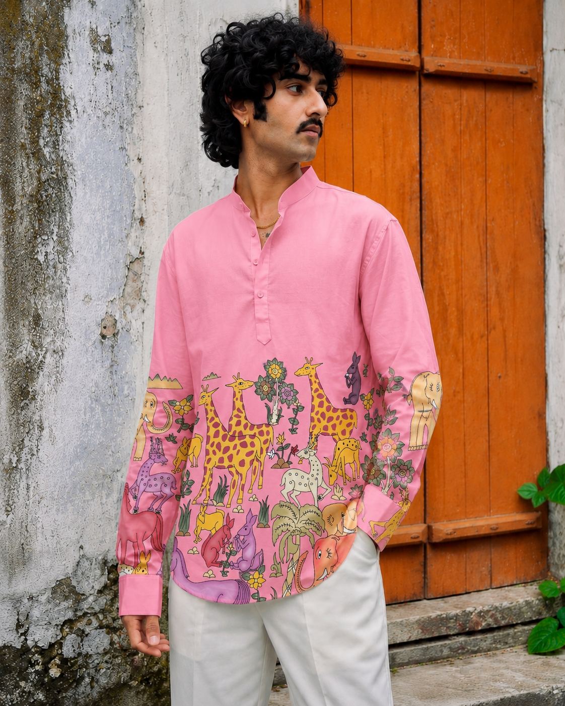 Pink Safari Kurta Shirt