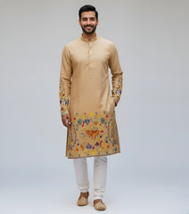 The Royal Bengal Kalamkari Kurta in Premium Cotton – Beige