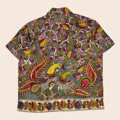 Yellow Kalamkari Shirt | Linen Shirt with Corozzo Buttons